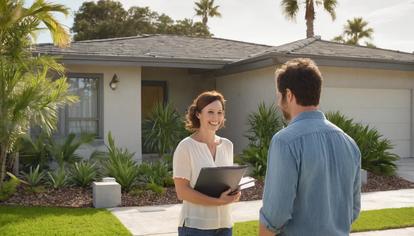 A homeowner reviewing a written quote with a septic provider in the Tampa area